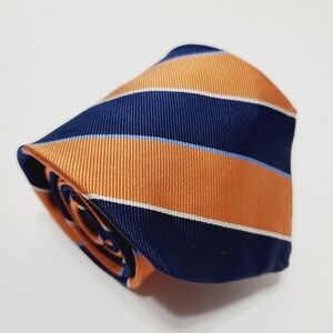 Joseph & Lyman Necktie Orange & Blue Stripe Pattern Men's Silk Neck Tie Repp